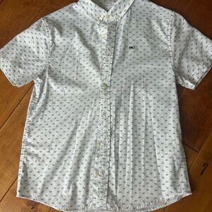 Vineyard Vines White Short-Sleeve Button-Down with bonefish Print size M